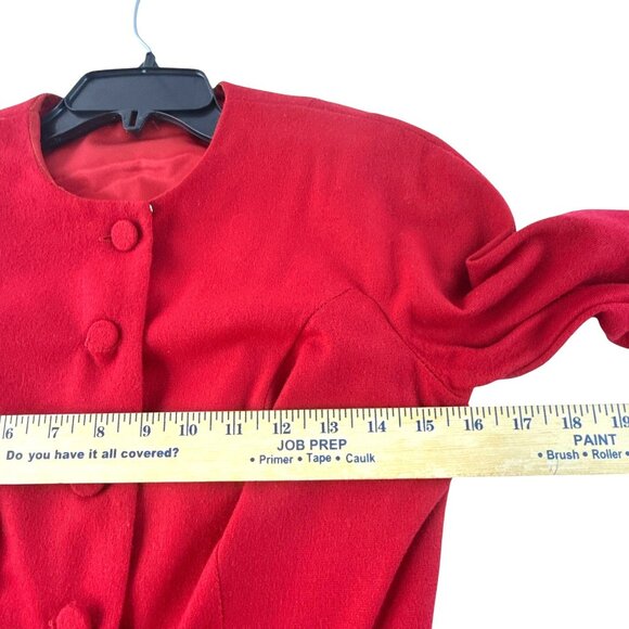 1950s Handmade Red Cropped Jacket XS Small Vintage Bow Trim Button Front - Picture 11 of 11